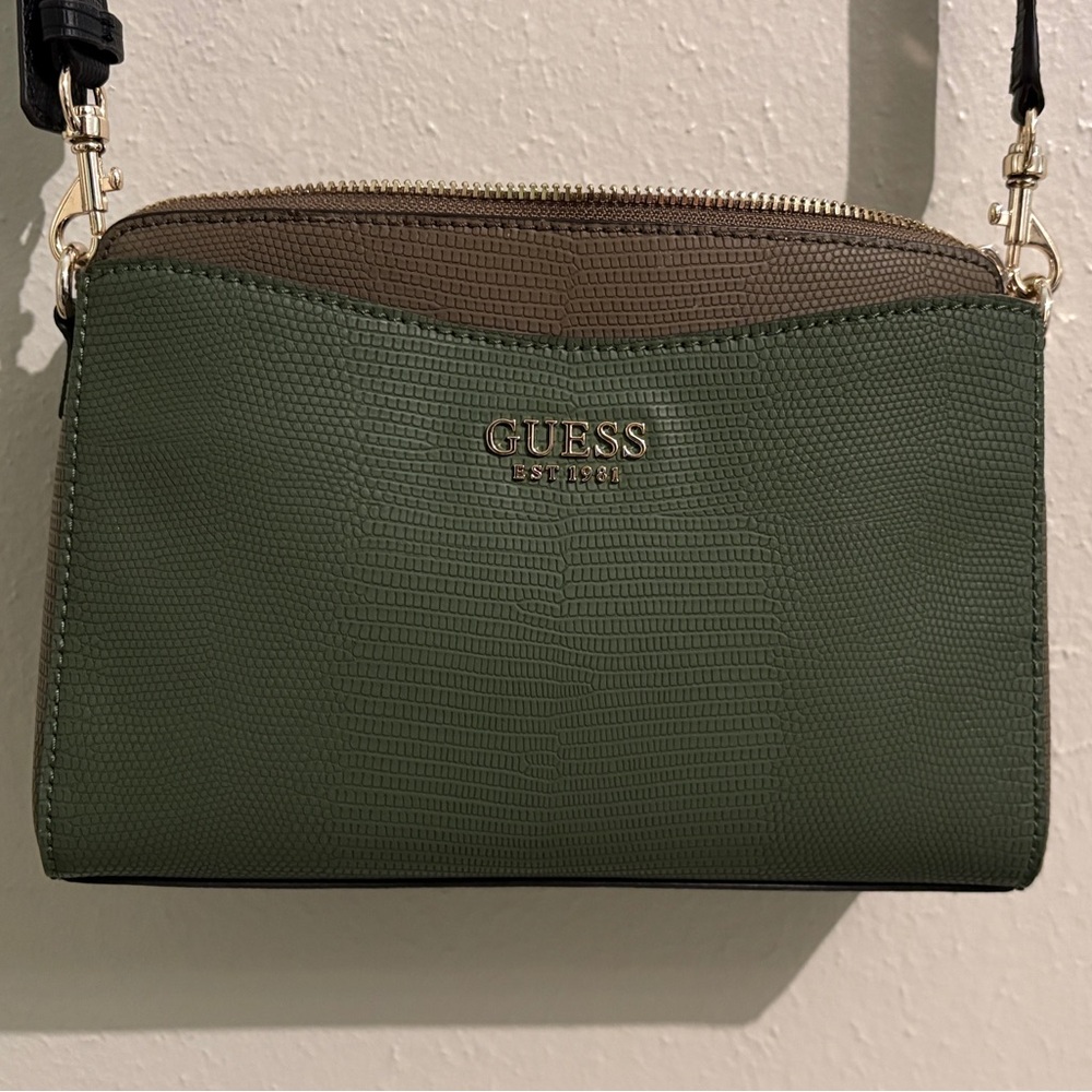 Guess Green and Brown Leather Crossbody Bag - Picture 2 of 6